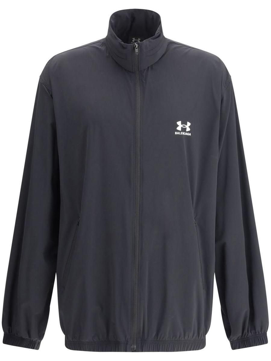 Balenciaga x Under Armour Printed Windbreaker High Neck Front Zip Unisex Athleisure Jacket