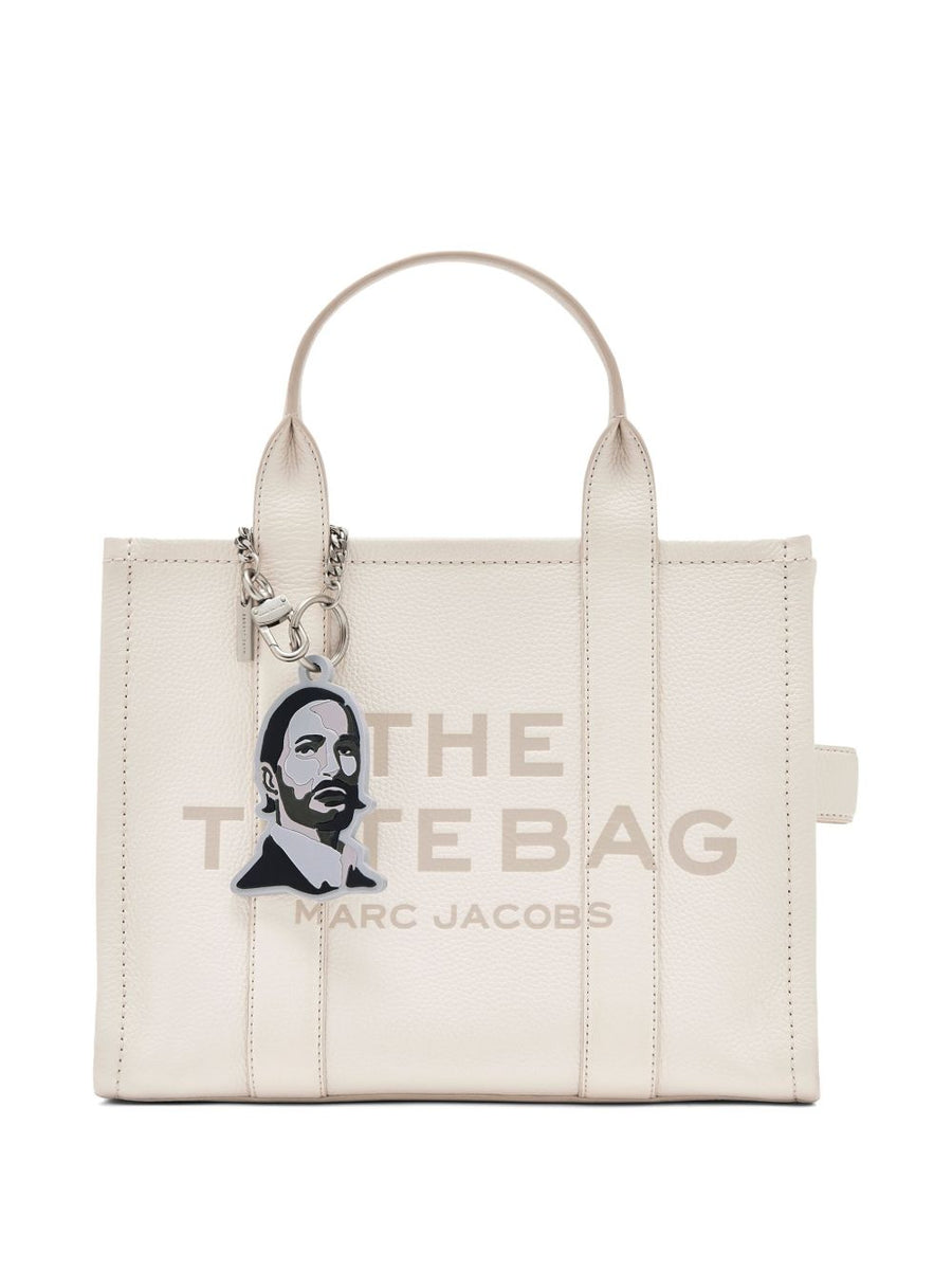 Marc Jacobs The Marc Bag Charm For Women Engraved Logo Black Metal With Lobster Clasp