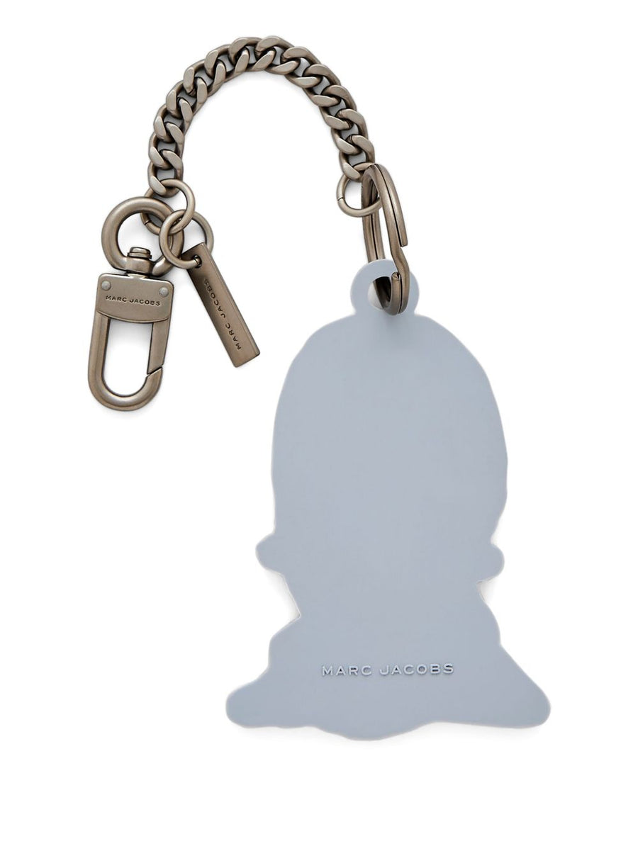 Marc Jacobs The Marc Bag Charm For Women Engraved Logo Black Metal With Lobster Clasp