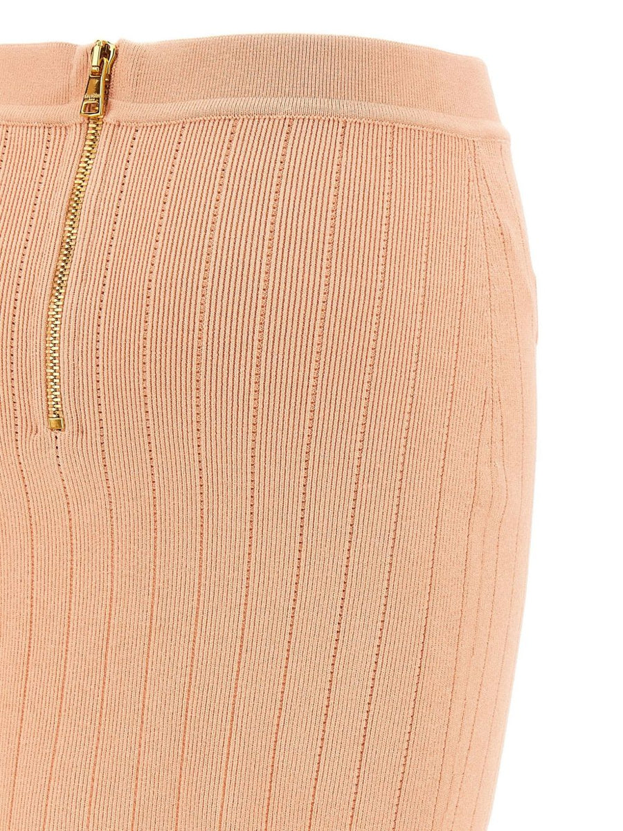 Balmain Knitted Mini Skirt Powder Pink For Women Luxurious Day To Night Versatility