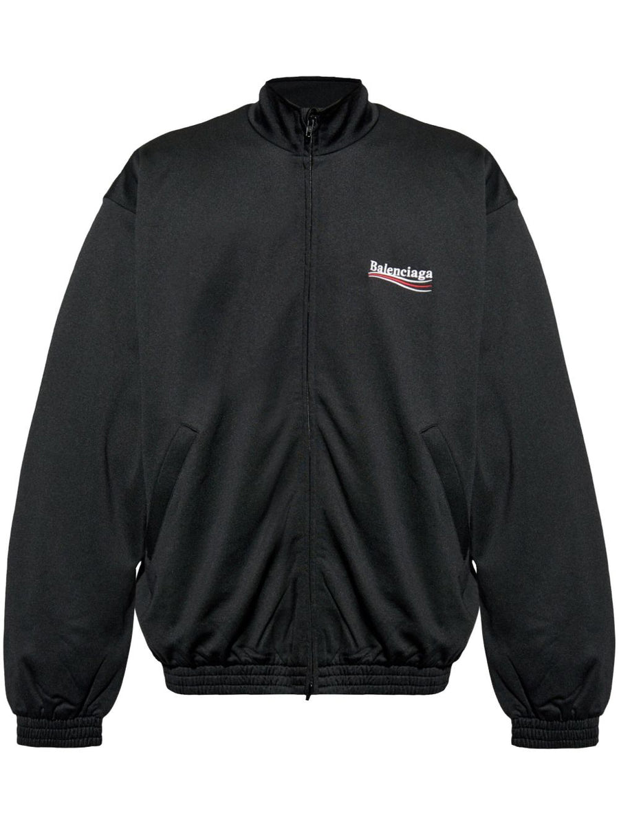 Balenciaga Political Campaign Jacket For Men Black Blouson With Two Way Zip And Welt Pockets Urban Edge