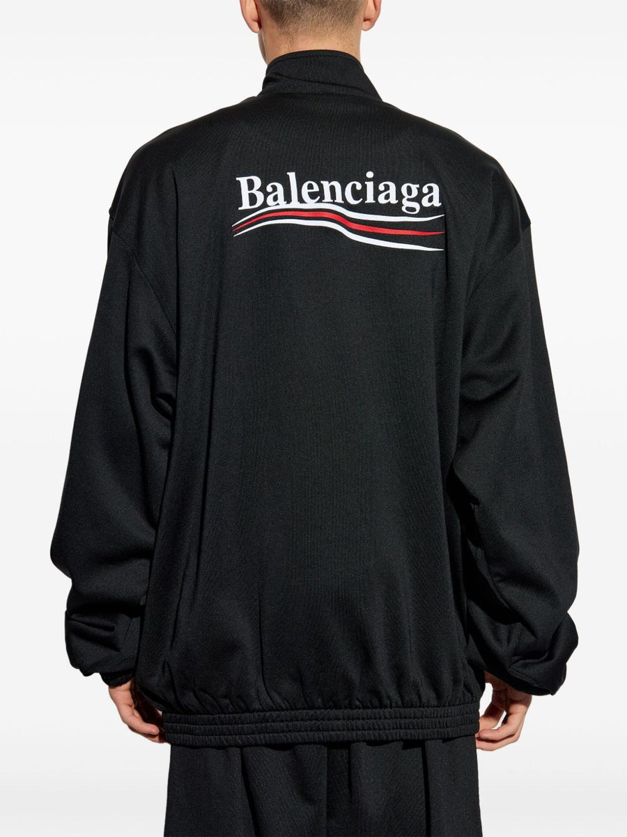 Balenciaga Political Campaign Jacket For Men Black Blouson With Two Way Zip And Welt Pockets Urban Edge