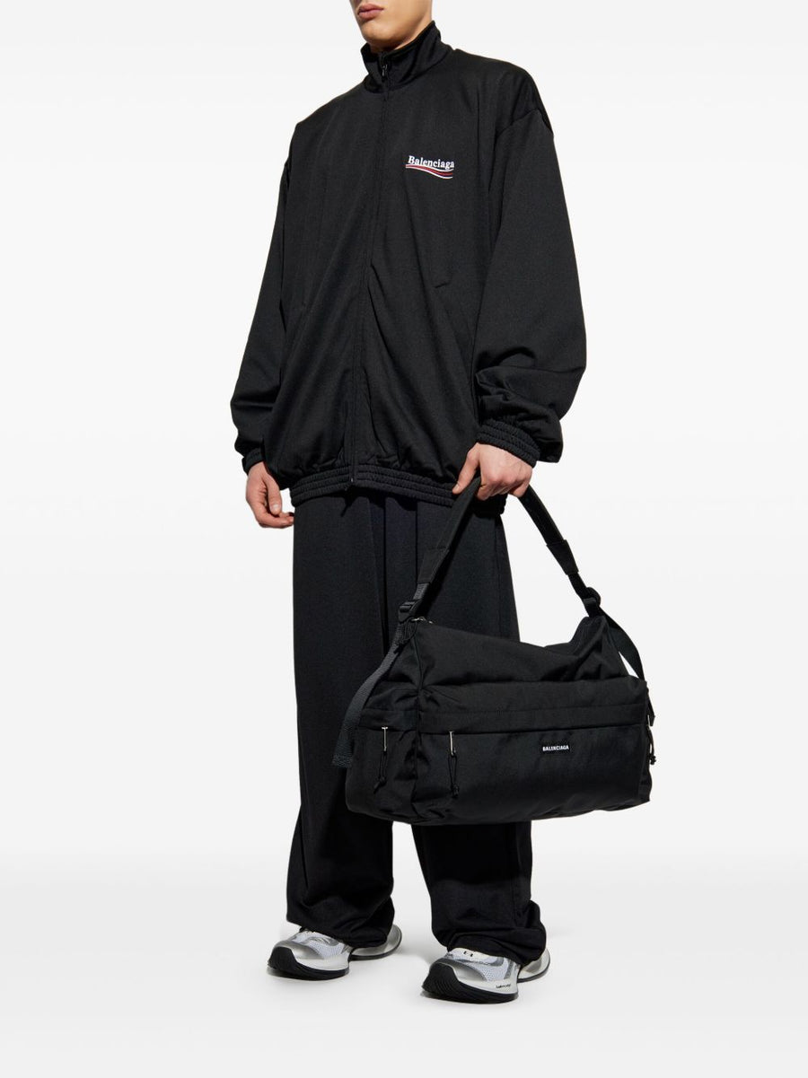 Balenciaga Political Campaign Jacket For Men Black Blouson With Two Way Zip And Welt Pockets Urban Edge