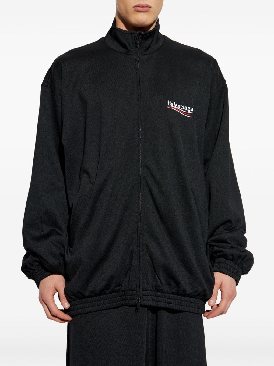 Balenciaga Political Campaign Jacket For Men Black Blouson With Two Way Zip And Welt Pockets Urban Edge