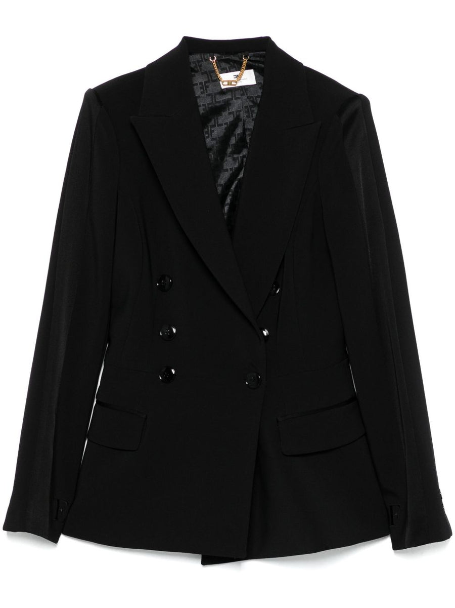 Elisabetta Franchi Double Breasted Blazer For Women Black Premium Tailoring With Structured Silhouette