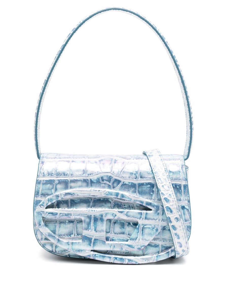 Diesel 1DR Shoulder Bag For Women Sky Blue Foldover Magnetic Closure Compact Versatile Day To Night Detachable Strap