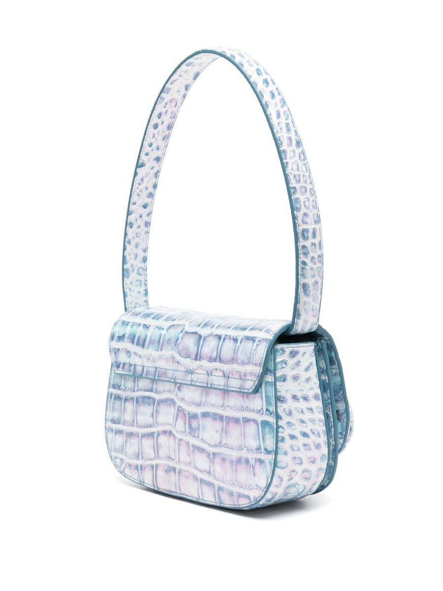Diesel 1DR Shoulder Bag For Women Sky Blue Foldover Magnetic Closure Compact Versatile Day To Night Detachable Strap