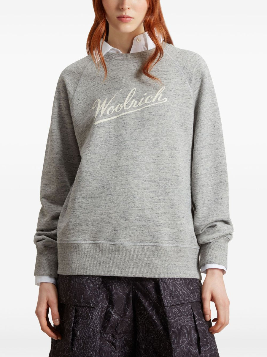 Woolrich Women Grey 100 Percent Cotton Crewneck Sweatshirt All Day Comfort Versatile Everyday Layering
