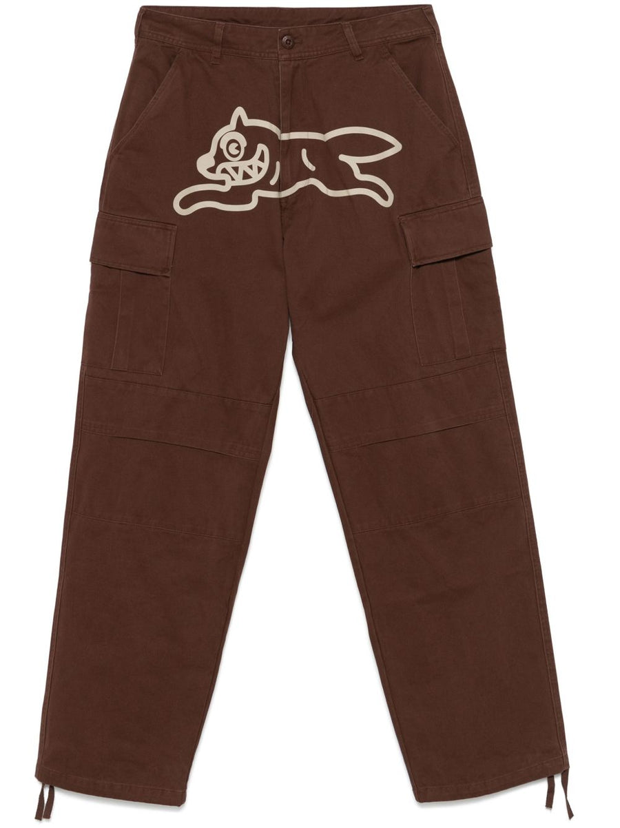 Icecream Running Dog Cargo Trousers For Men Chocolate Brown 100 Percent Cotton Durable Everyday Wear