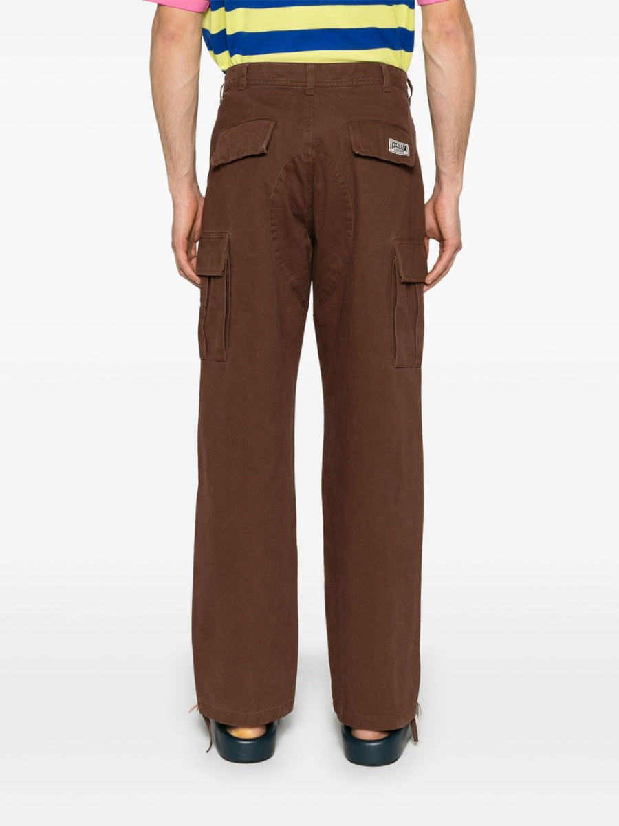 Icecream Running Dog Cargo Trousers For Men Chocolate Brown 100 Percent Cotton Durable Everyday Wear