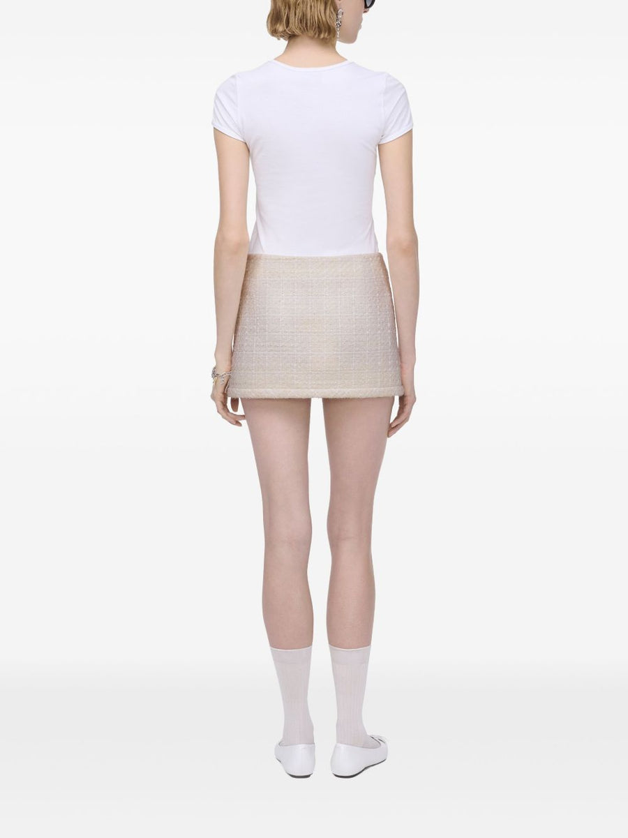 Marc Jacobs Ivory Tweed Mini Skirt for Women With Patch Pockets Side Zip Daywear Ready