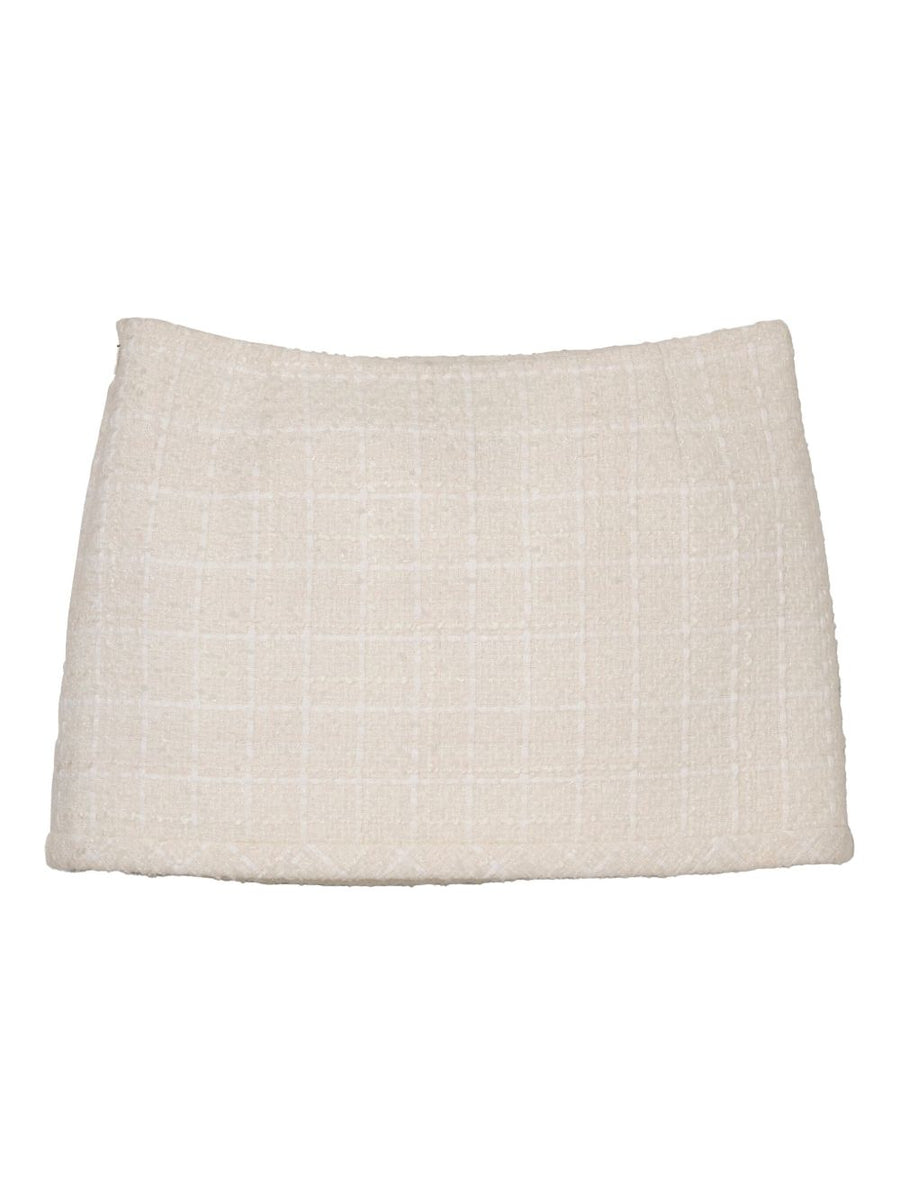 Marc Jacobs Ivory Tweed Mini Skirt for Women With Patch Pockets Side Zip Daywear Ready