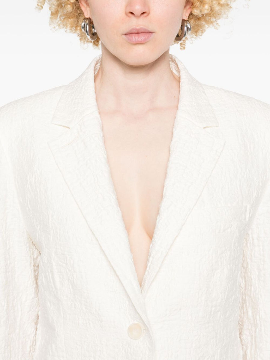 Harris Wharf London White Cotton Blend Blazer For Women Lightweight Unlined Structured Office Outerwear