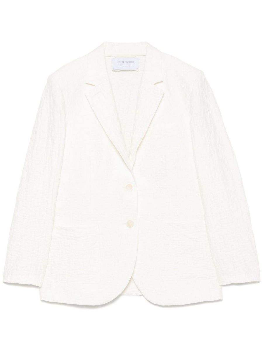 Harris Wharf London White Cotton Blend Blazer For Women Lightweight Unlined Structured Office Outerwear