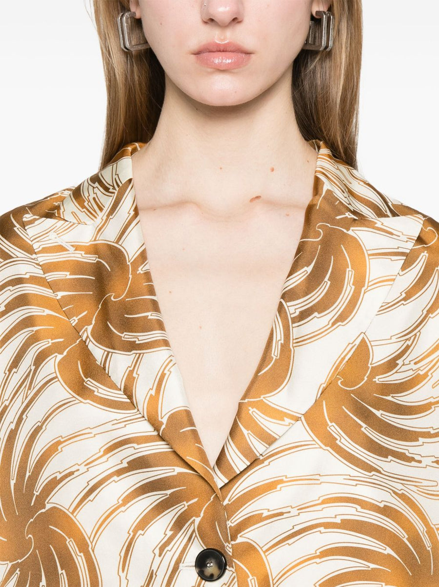 Alberto Biani Silk Graphic-Print Blazer for Women with Peak Lapels and Full Lining