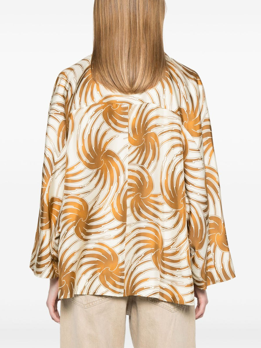 Alberto Biani Silk Graphic-Print Blazer for Women with Peak Lapels and Full Lining