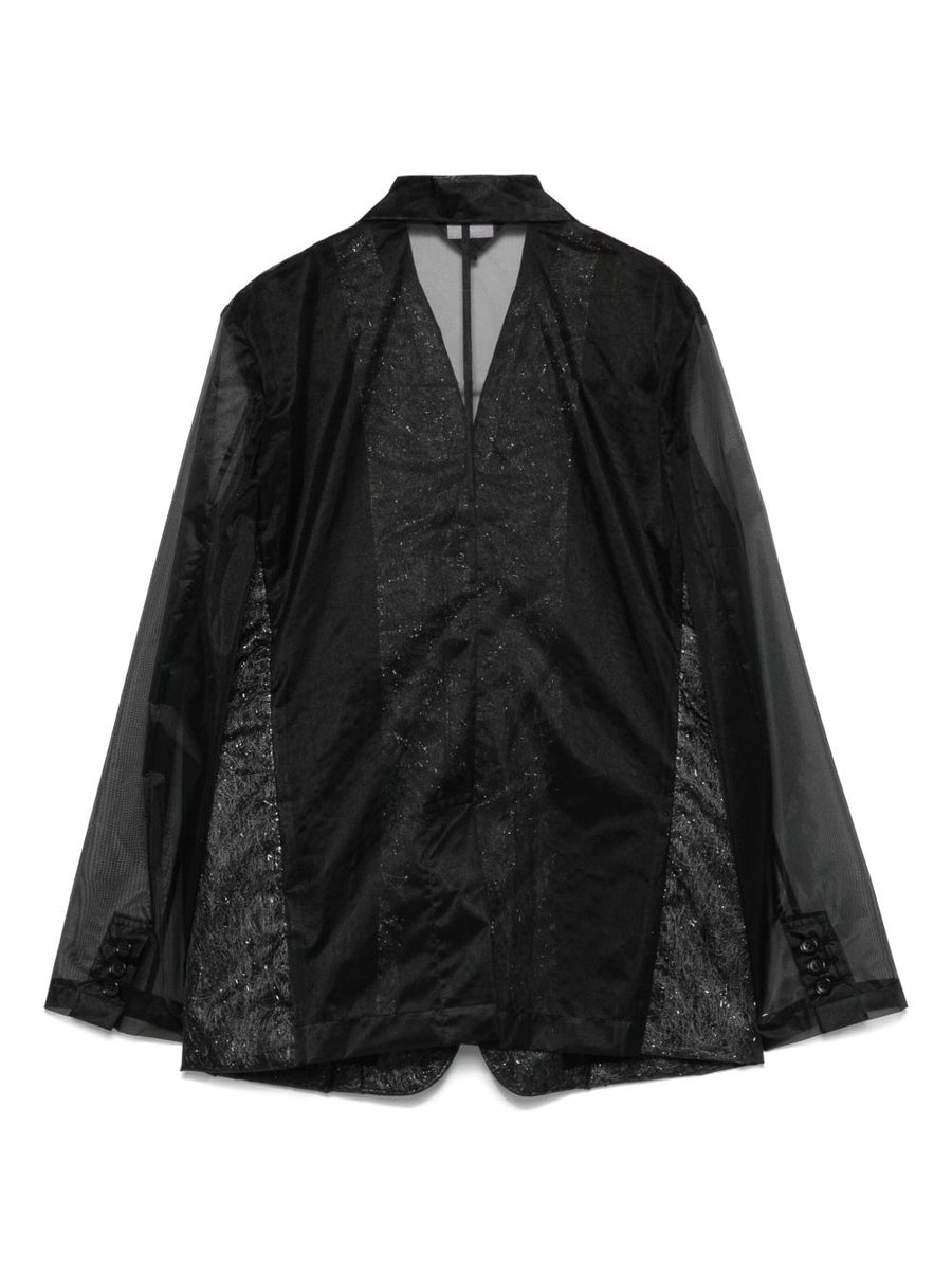 Comme Des Garcons Black Chiffon Blazer For Women Lightweight Semi Sheer Luxury Jacket