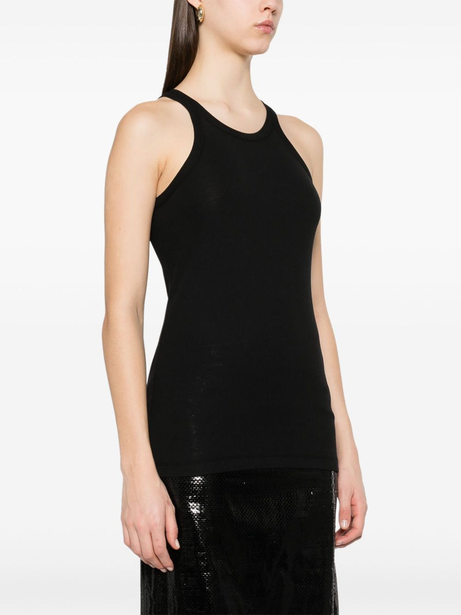 Sportmax Cotton Tank Top For Women 100 Percent Cotton Crew Neck Black Versatile Base Layer