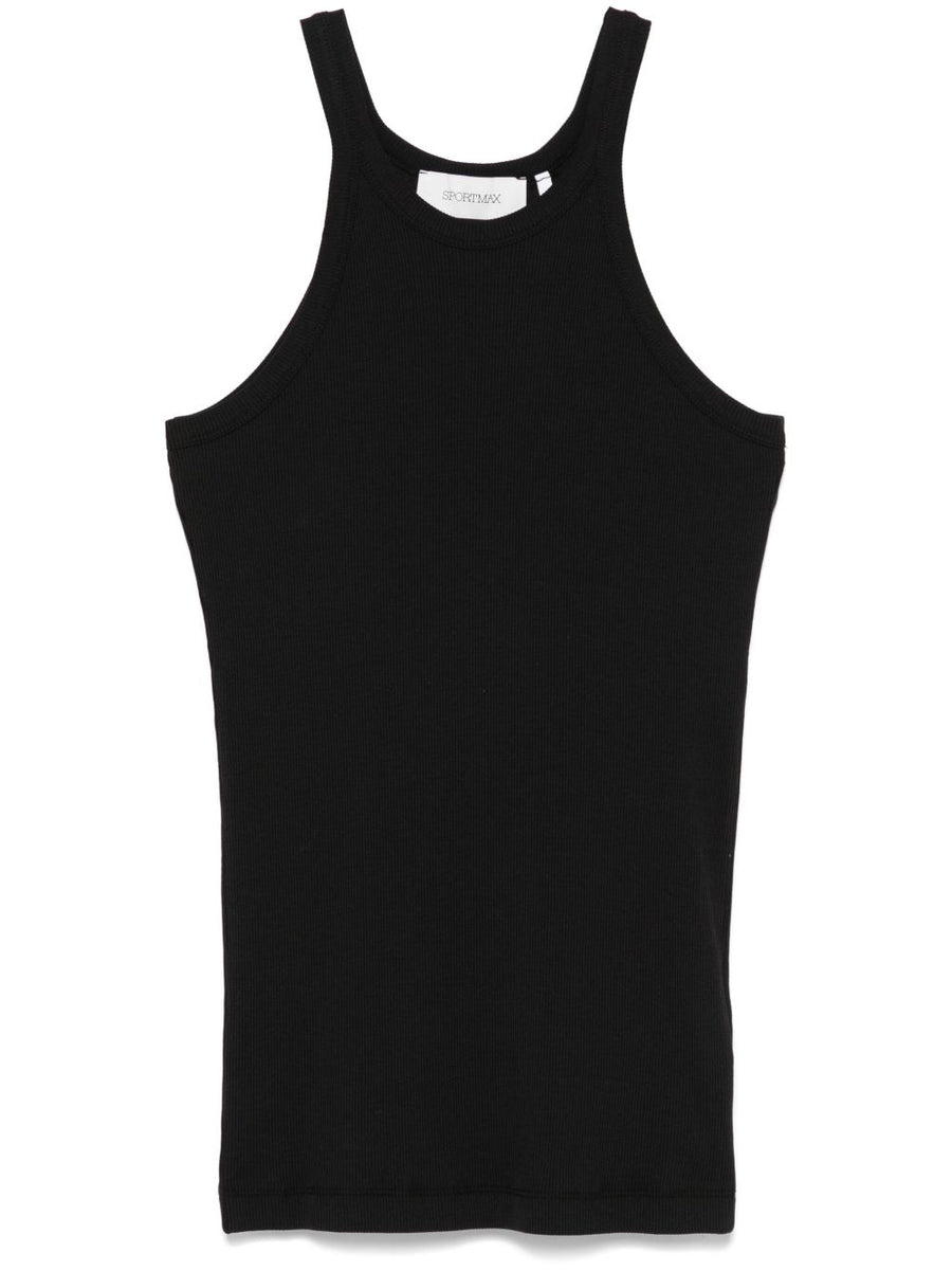 Sportmax Cotton Tank Top For Women 100 Percent Cotton Crew Neck Black Versatile Base Layer