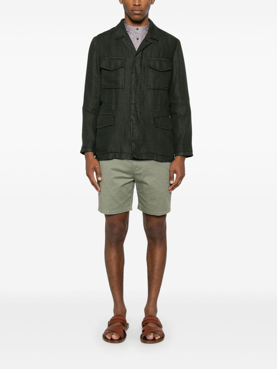 Boglioli Linen Jacket For Men Premium Summer Blazer Lightweight Dark Green With Concealed Button