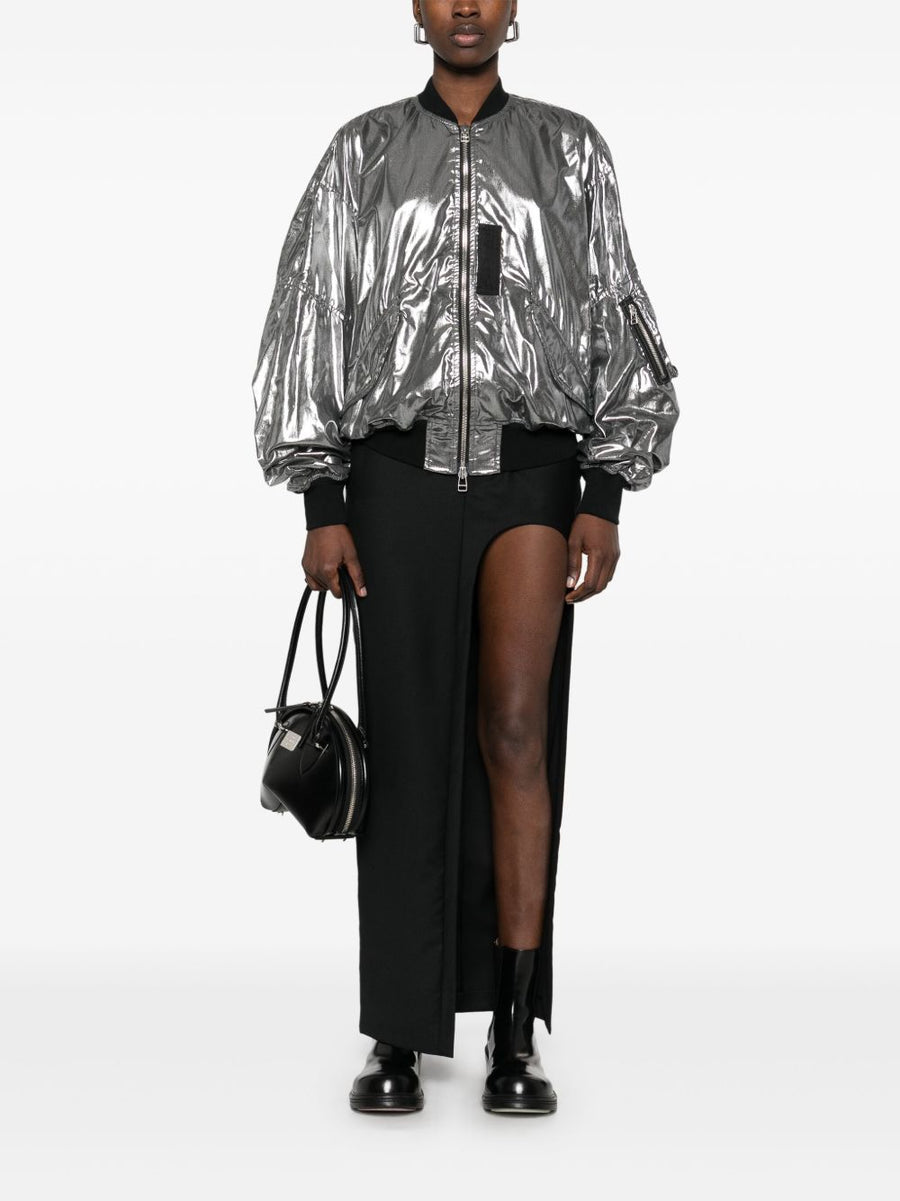 Junya Watanabe Metallic Effect Bomber Jacket With Reflective Silver Finish For Women