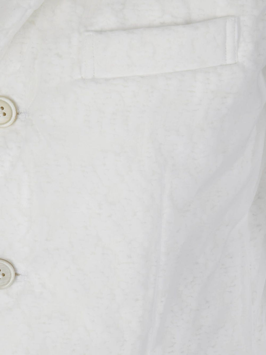 Comme Des Garcons White Nylon Single Breasted Coat For Women Lightweight Minimalist
