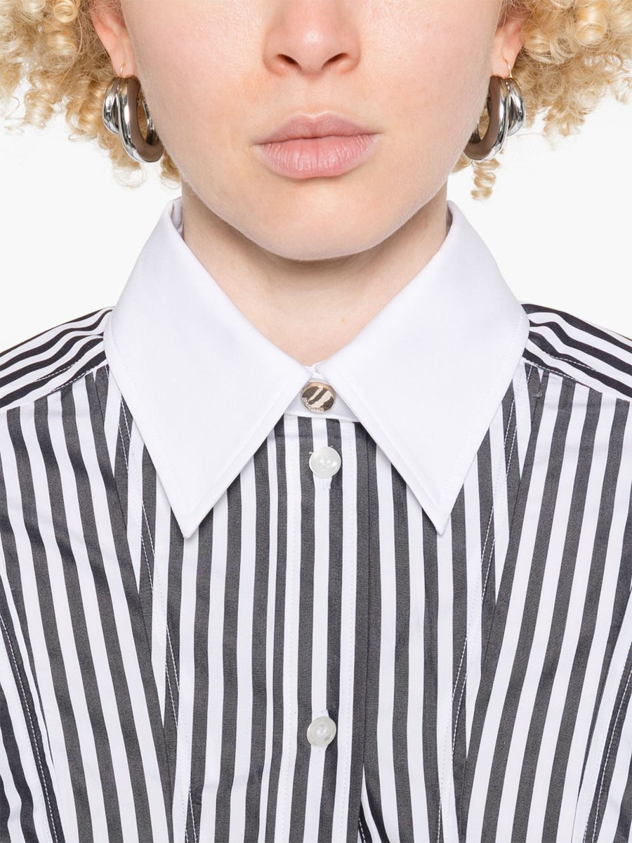 Sportmax Womens Candy Stripe Cotton Shirt With Classic Collar Front Button Closure For Everyday Wear