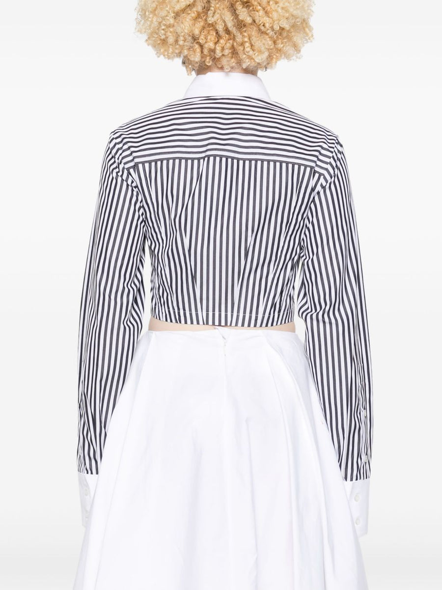 Sportmax Womens Candy Stripe Cotton Shirt With Classic Collar Front Button Closure For Everyday Wear