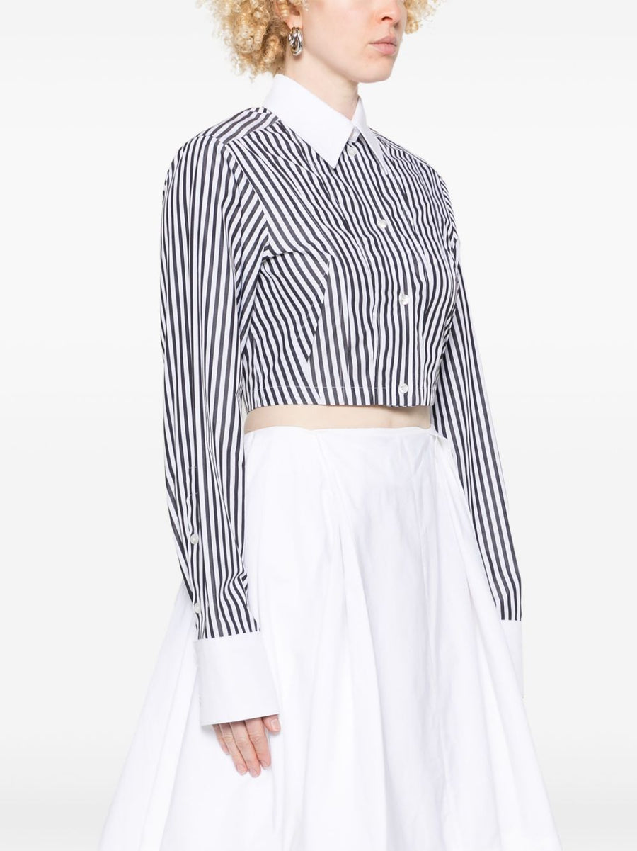 Sportmax Womens Candy Stripe Cotton Shirt With Classic Collar Front Button Closure For Everyday Wear