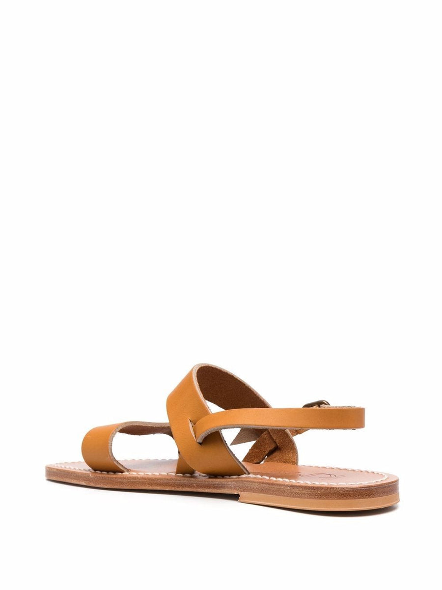 K Jacques St Tropez Barigoule Leather Sandals For Women Open Toe Low Heel Luxurious Comfort
