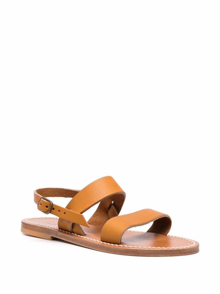 K Jacques St Tropez Barigoule Leather Sandals For Women Open Toe Low Heel Luxurious Comfort