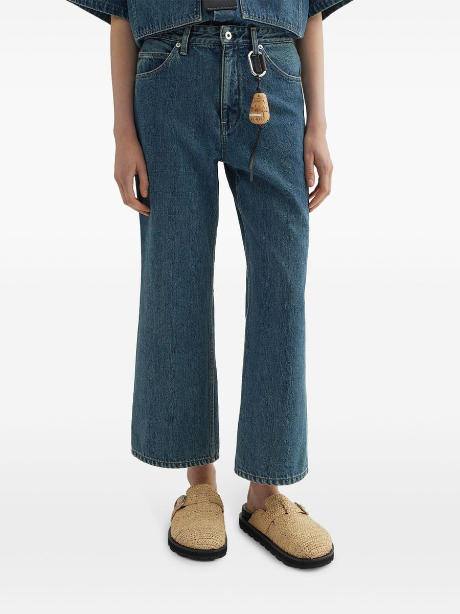 Jil Sander Plus Denim Wide Leg Jeans Luxurious Premium Washed Blue Cropped Flared For Plus Size Women