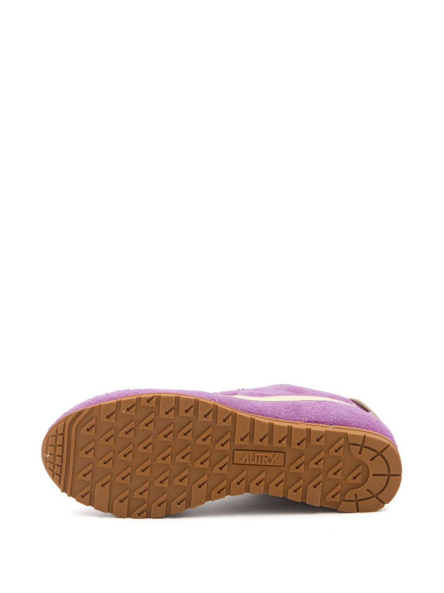 Autry Windspin Low Sneakers For Women In Suede And Leather With Padded Ankle And Fuchsia Lace Detail