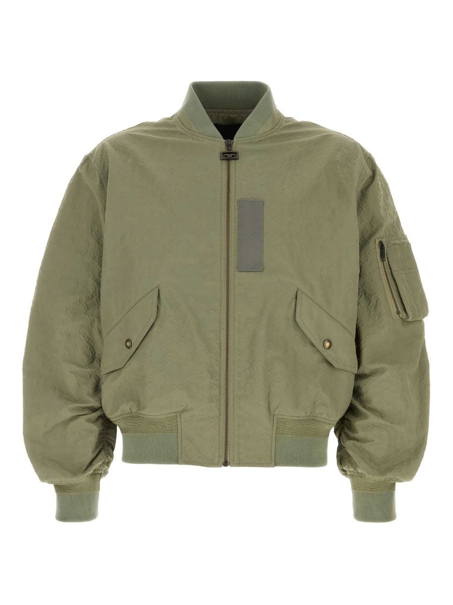 Givenchy Nylon Bomber Jacket For Men, Durable Polyamide Blend, Citywear Ready Olive Green