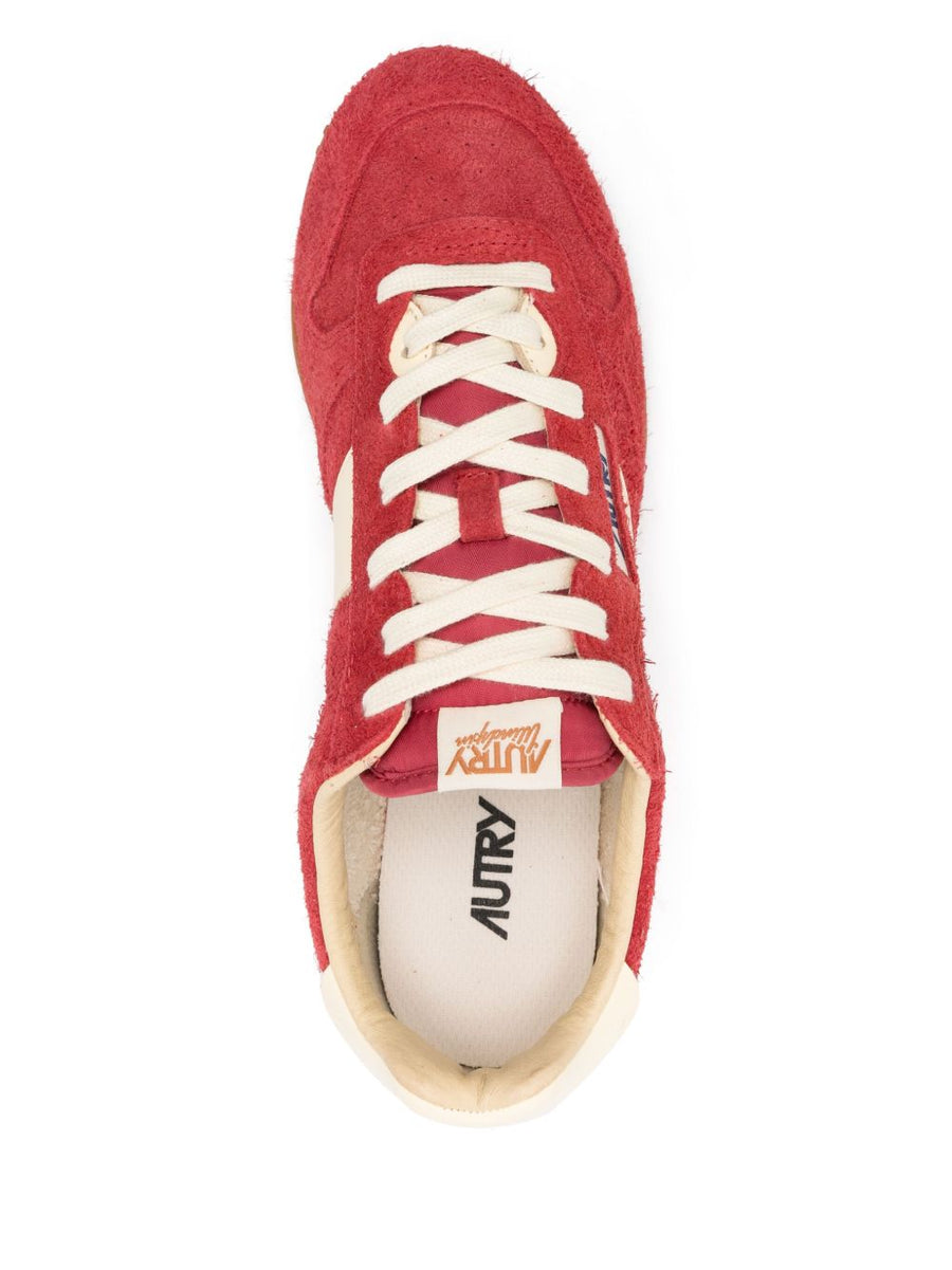 Autry Windspin Red Suede Leather Sneakers for Men with Padded Ankle