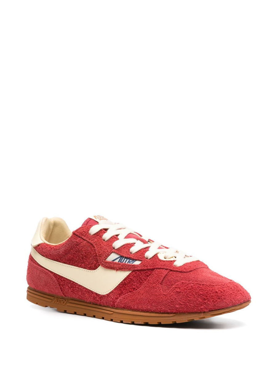 Autry Windspin Red Suede Leather Sneakers for Men with Padded Ankle