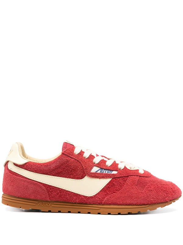 Autry Windspin Red Suede Leather Sneakers for Men with Padded Ankle