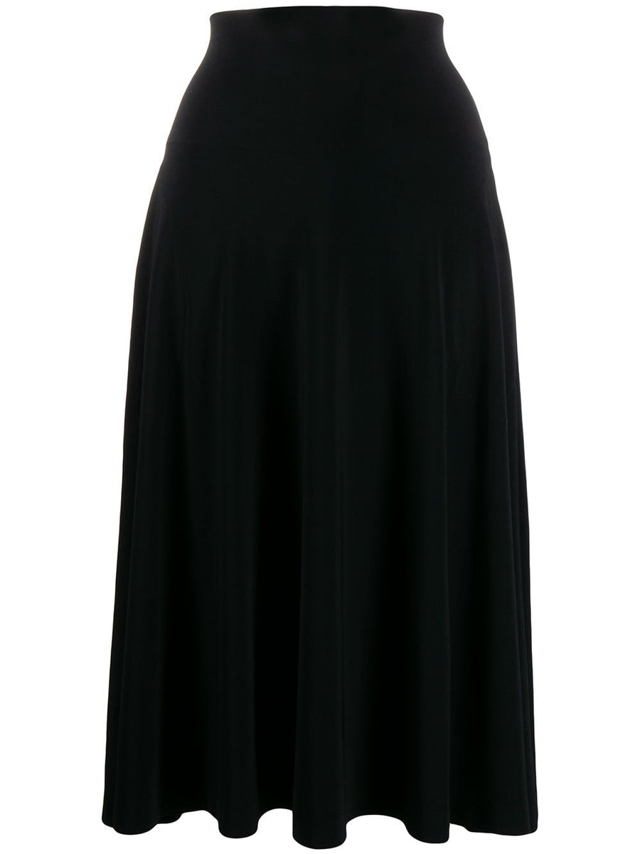 Norma Kamali Flared Jersey Skirt High Waist Midi For Everyday Office Wear Women Essentials