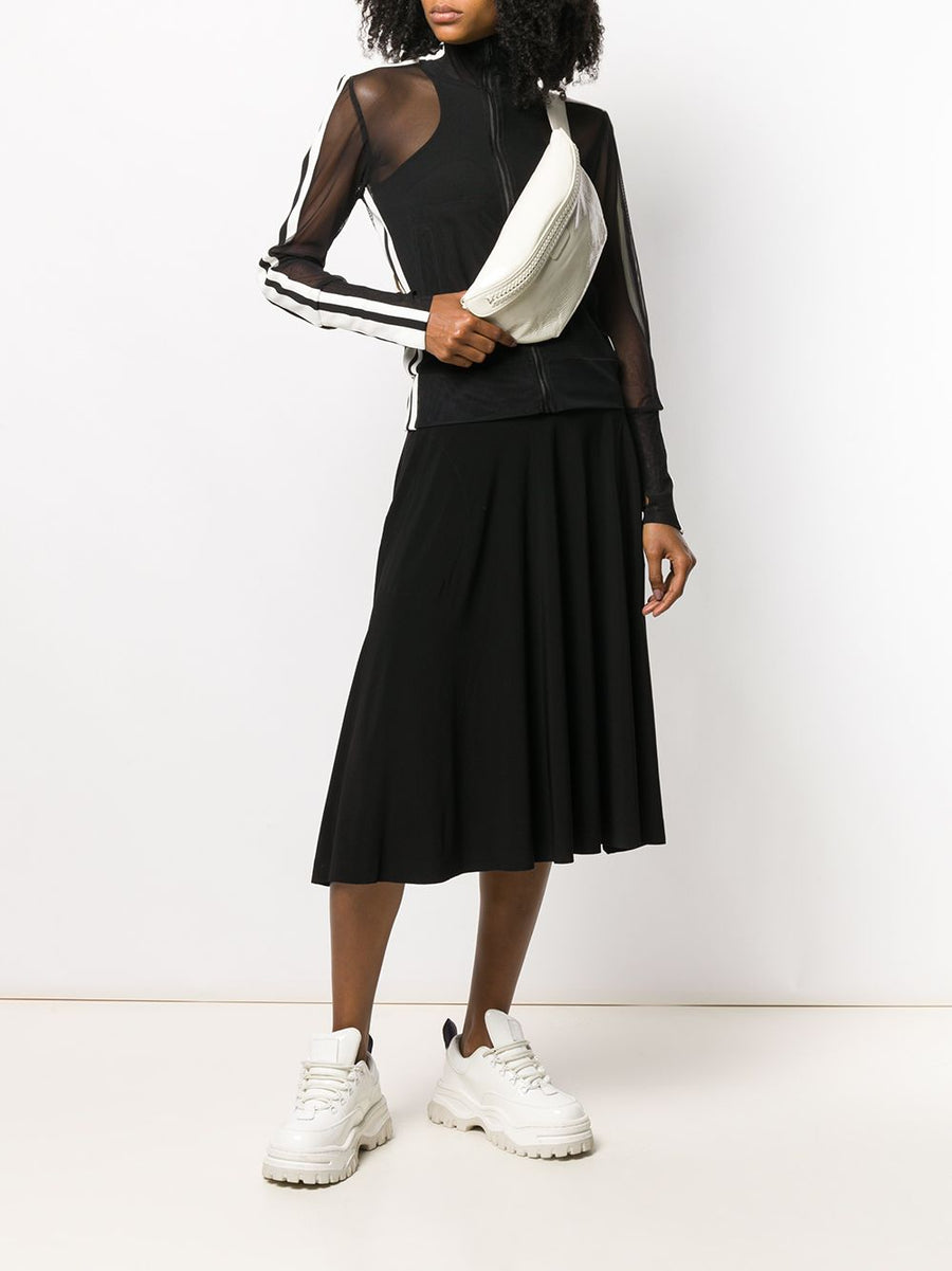 Norma Kamali Flared Jersey Skirt High Waist Midi For Everyday Office Wear Women Essentials
