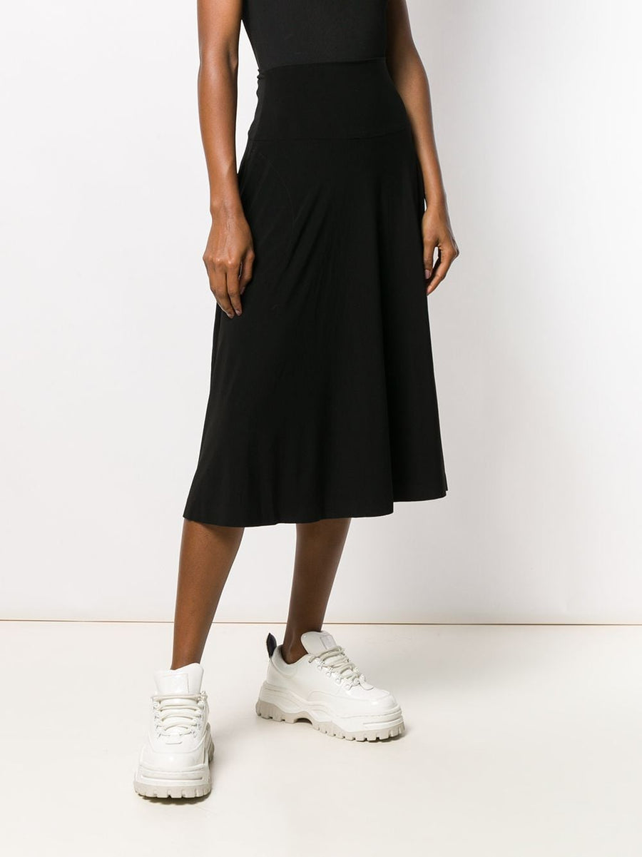 Norma Kamali Flared Jersey Skirt High Waist Midi For Everyday Office Wear Women Essentials