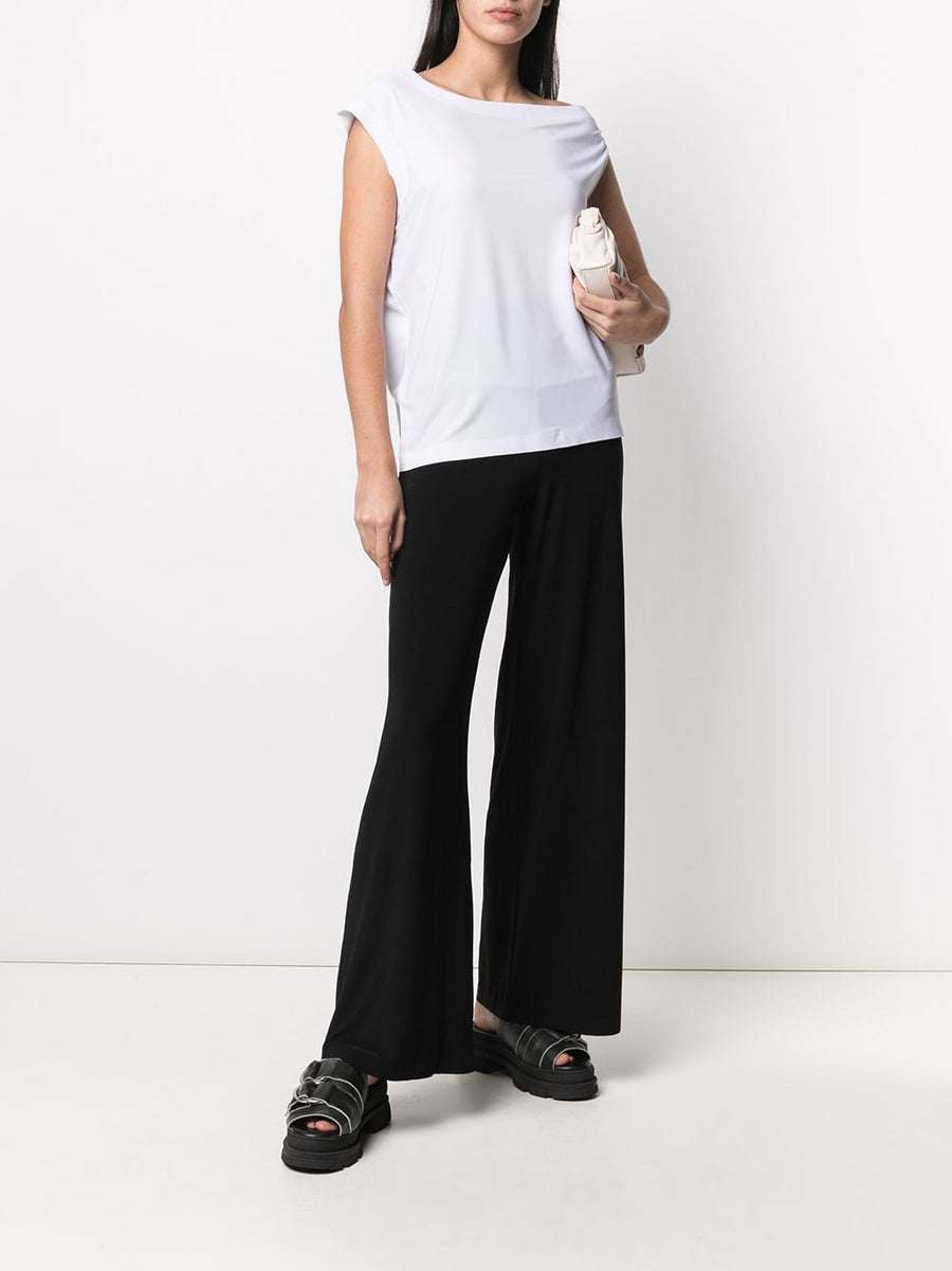 Norma Kamali Jersey Wide Leg Trousers for Women Stretch Knit Ankle Length Office Wear
