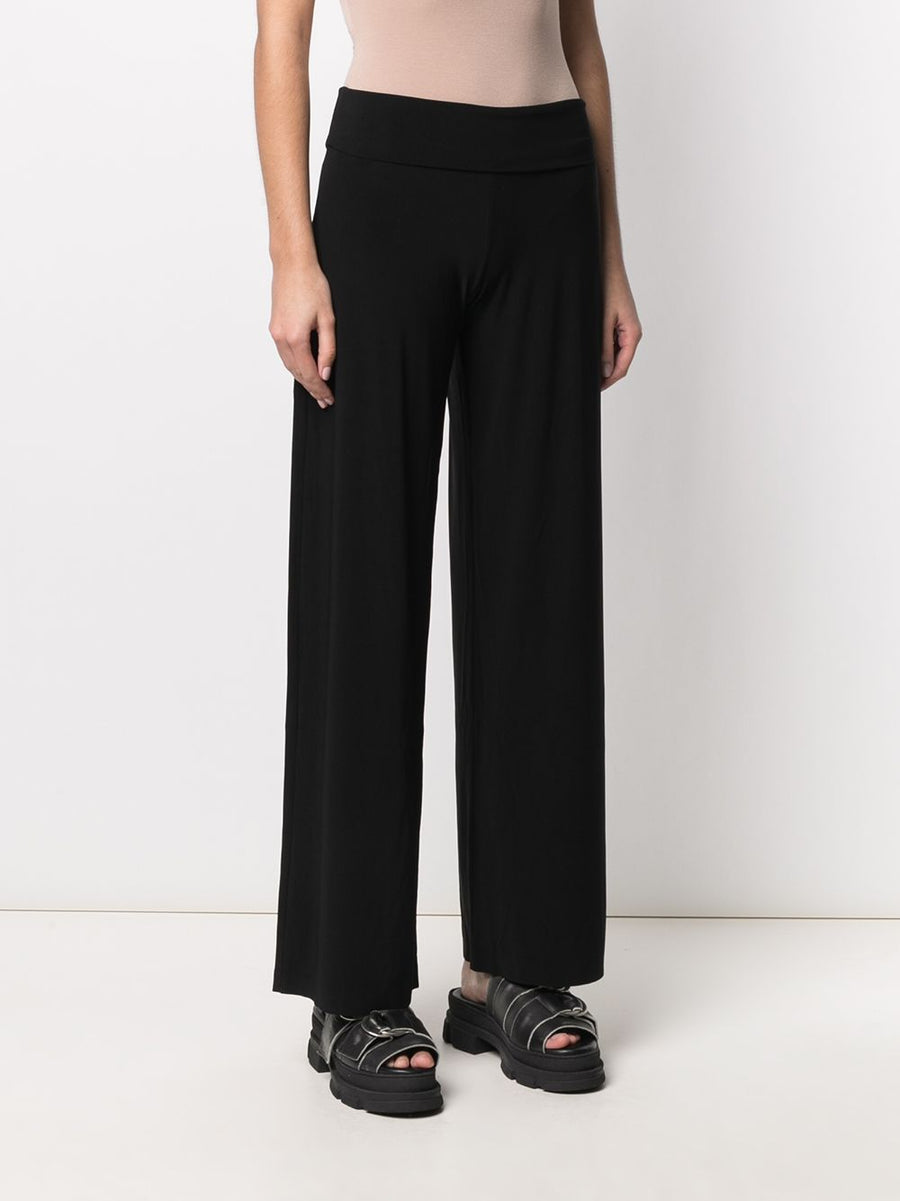 Norma Kamali Jersey Wide Leg Trousers for Women Stretch Knit Ankle Length Office Wear