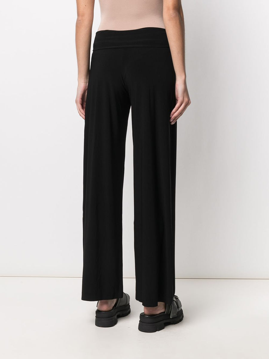 Norma Kamali Jersey Wide Leg Trousers for Women Stretch Knit Ankle Length Office Wear