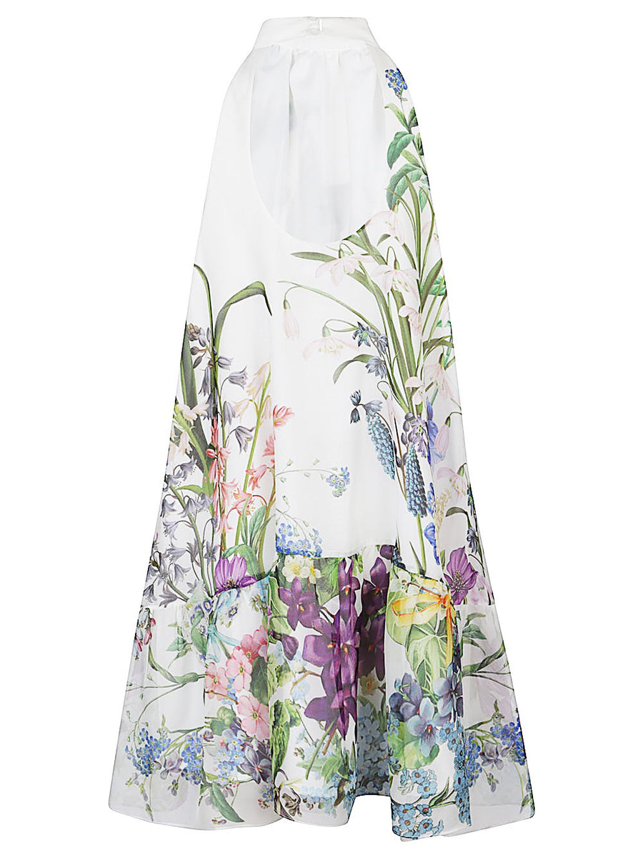 St Piece Of London Bonnie Printed Silk Dress For Women High Neck Floral Resort Wear White