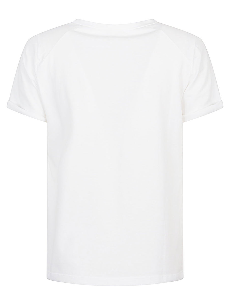 Base Cotton T Shirt For Women White Crew Neck Top With Soft Stretch Cotton Blend For Everyday Layering