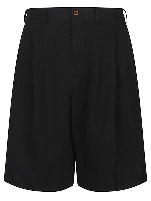 Comme Des Garcons Tailored Bermuda Shorts For Men, Smart Casual Elevated Black Polyester