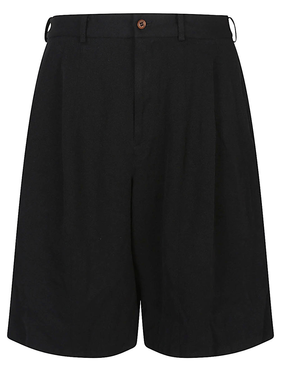 Comme Des Garcons Tailored Bermuda Shorts For Men, Smart Casual Elevated Black Polyester