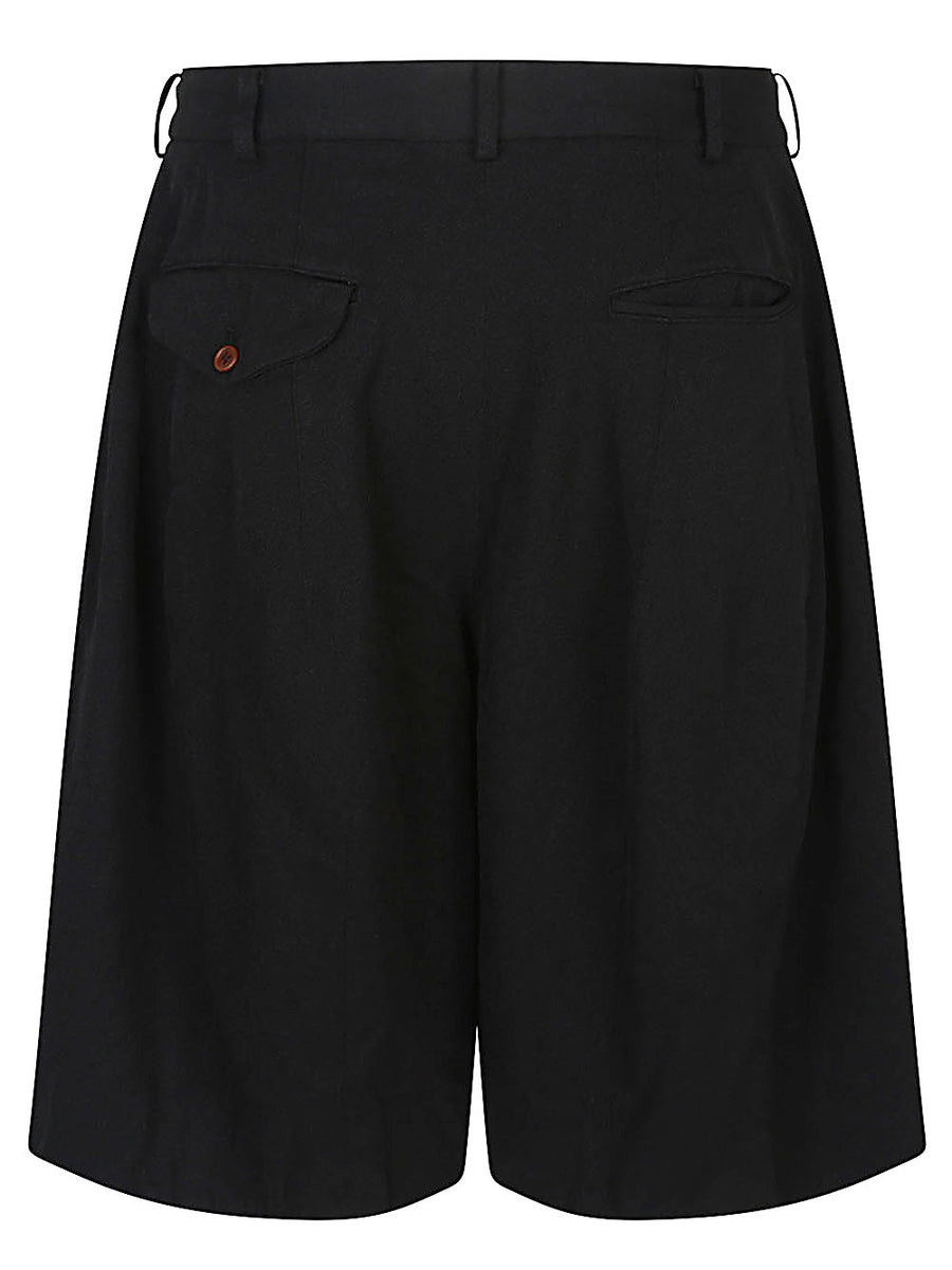 Comme Des Garcons Tailored Bermuda Shorts For Men, Smart Casual Elevated Black Polyester