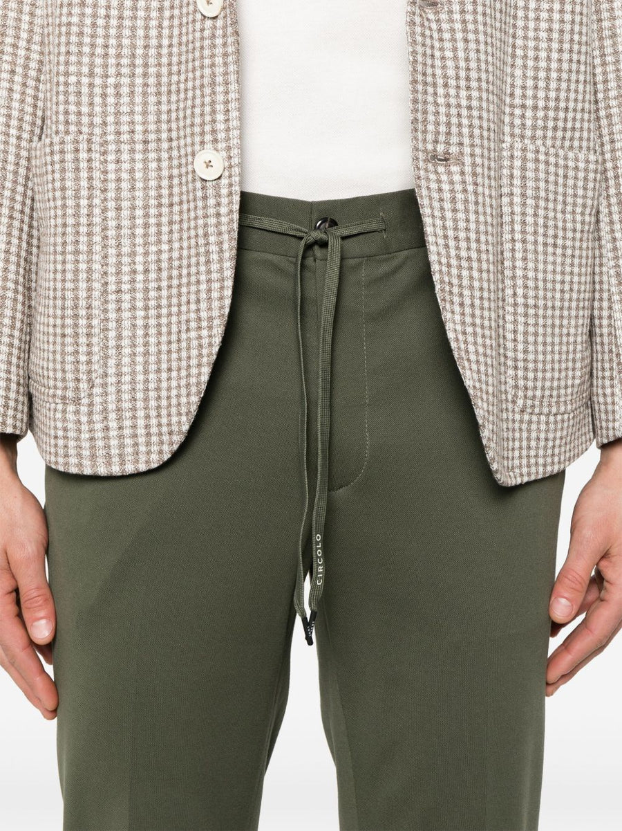 Circolo 1901 Cotton Trousers For Modern Men Versatile Khaki Elastic Drawstring Waist