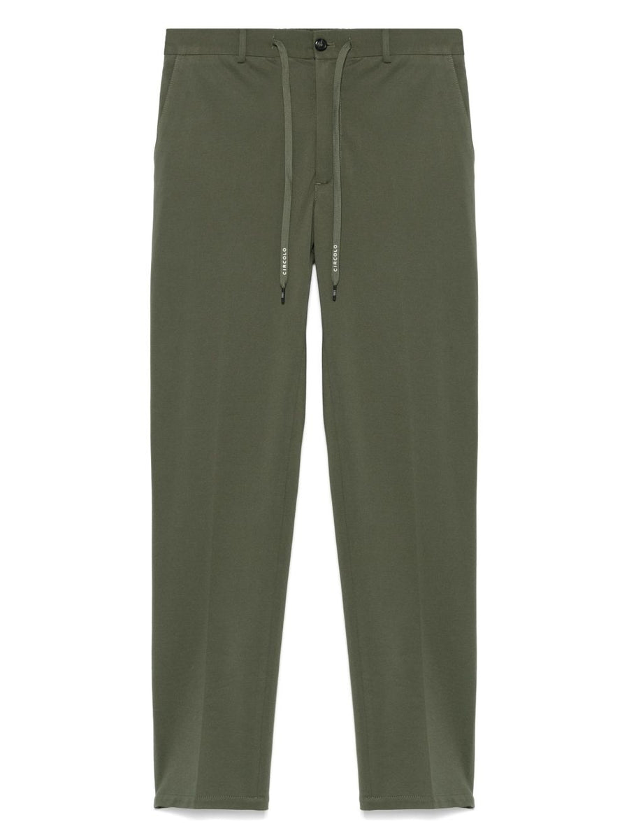 Circolo 1901 Cotton Trousers For Modern Men Versatile Khaki Elastic Drawstring Waist
